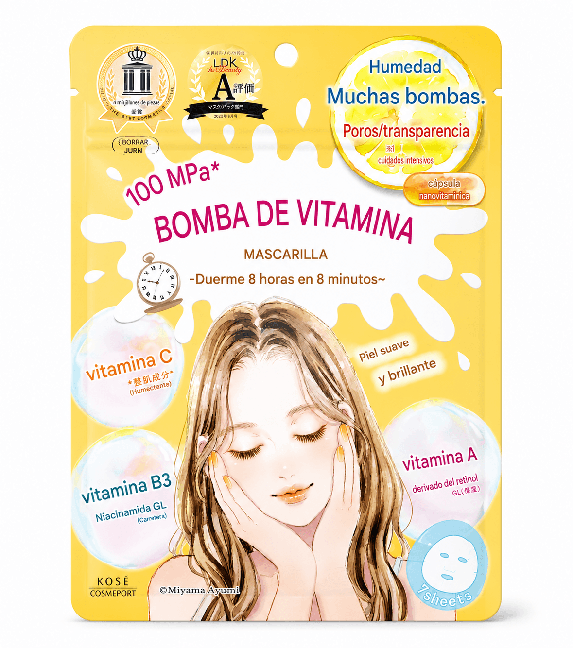 KOSÉ Cosmetics Port Clear Turn Vitamin Bomb Mask 7 Sheets